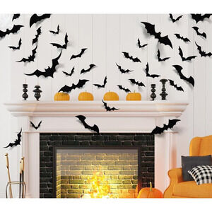 Halloween 3D Bats Decoration, DIY Scary Wall Bats Wall Decal Wall Sticker